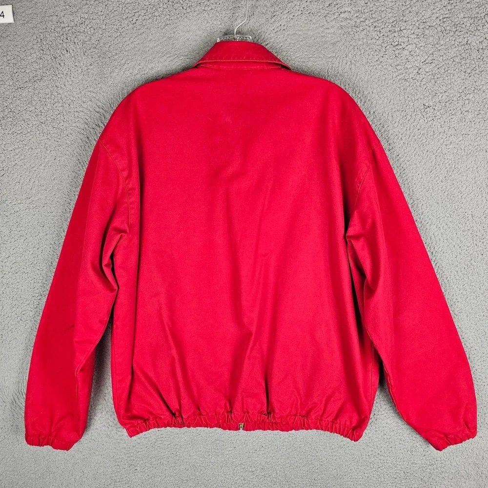 Polo Ralph Lauren Jacket Mens M Red Harrington Plaid Lined Full Zip Pony Vintage